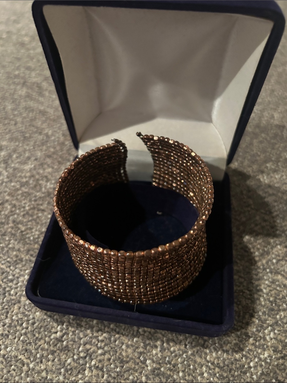Wide Beaded Cuff Bracelet in Metallic Copper - Women Jewelry